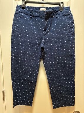 Dockers Navy Capris with White Polka Dots